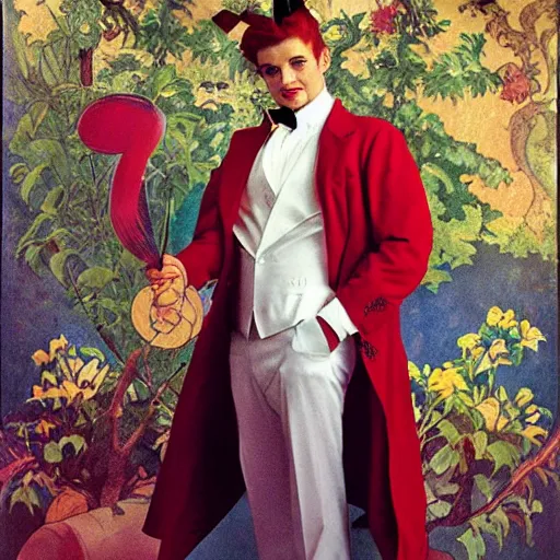 Image similar to elegant man dressed up as pikachu, art photo by Annie Liebovitz and Alphonse Mucha