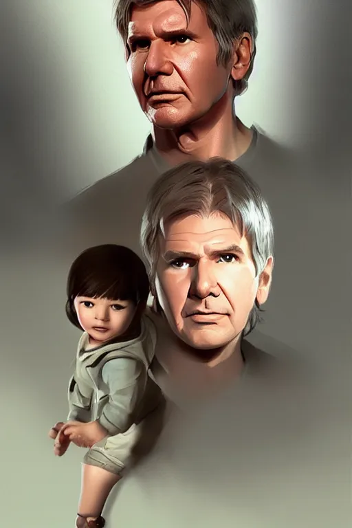 Image similar to Harrison Ford as a baby, ilya kuvshinov, cgsociety