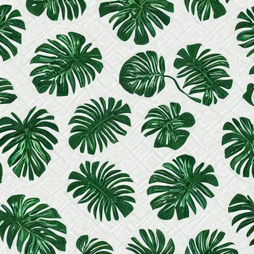 Image similar to a decorative quilt with monstera adsonii pattern, warm lighting,