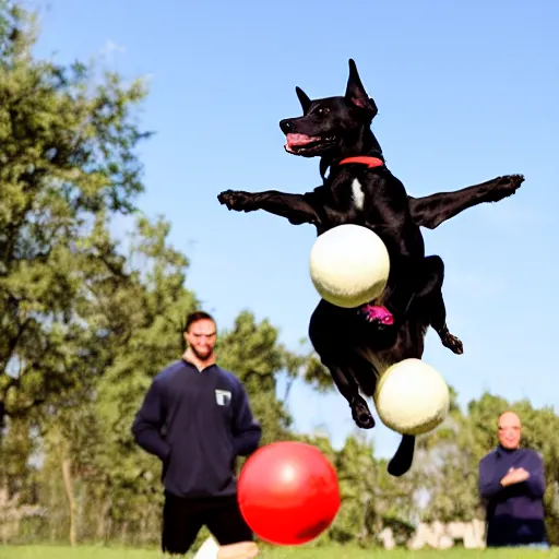 Prompt: dog juggling