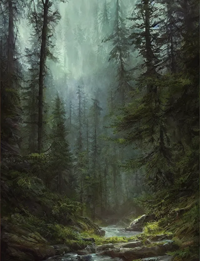 Image similar to most epic landscape, epic cinematic hyperrealism masterpiece. realistic poster with shaded lighting by craig mallismo, artgerm, jeremy lipkin and michael garmash, unreal engine, radiant light, detailed and complex environment, digital art, art station trends, environmental portrait, low angle, 3 5 mm, forest path, misty