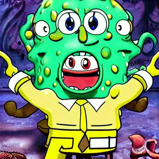 Prompt: spongebob bodybuilder Cthulhu hybrid, photorealistic, high-definition, action movie poster