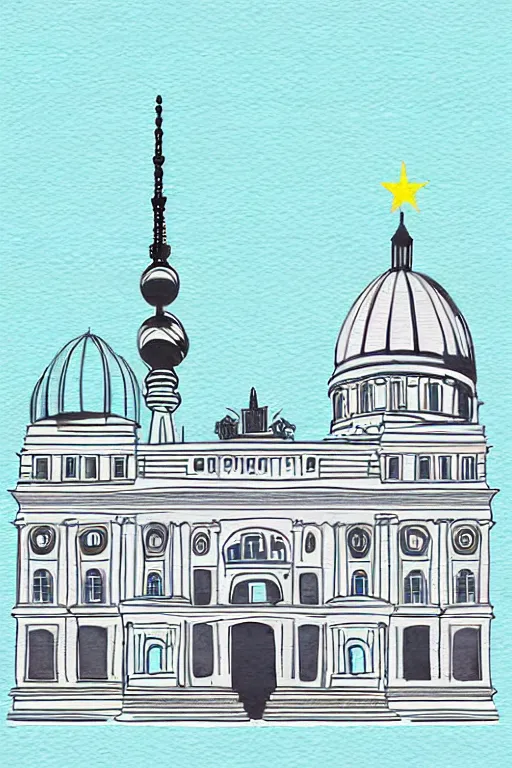 Image similar to minimalist watercolor art of berlin, illustration, vector art