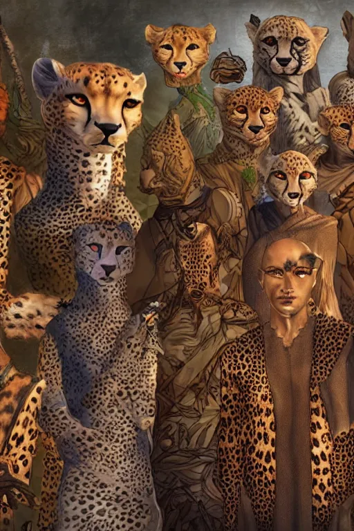 Image similar to Humanoid Cheetah, Animal face, D&D, Tabaxi Monk, Plain Monk-like robe attire, fantasy setting