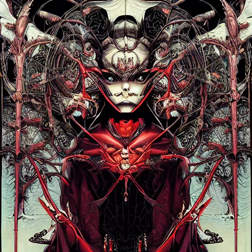 Prompt: portrait of devil's advocate, symmetrical, by yoichi hatakenaka, masamune shirow, josan gonzales and dan mumford, ayami kojima, takato yamamoto, barclay shaw, karol bak, yukito kishiro