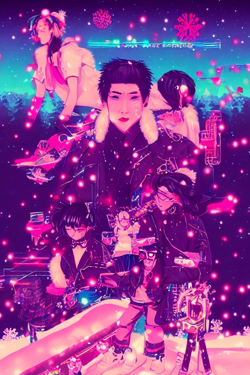 Prompt: snow festival yuki matsuri, epic retrowave art, trending on art station