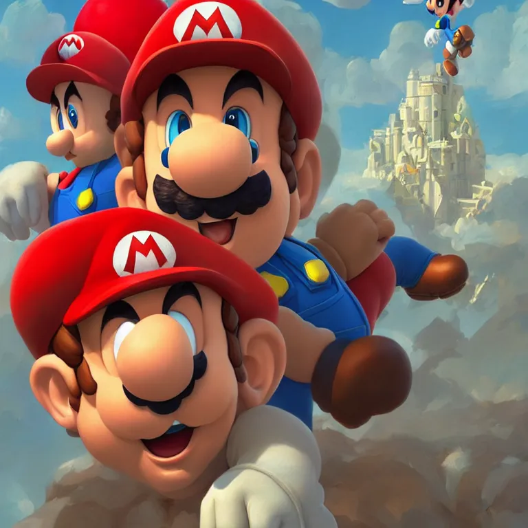 Image similar to a portrait of super mario, by mandy jurgens and bayard wu and greg rutkowski, masterpiece, sharp focus, cinematic lightning, unreal engine, octane render