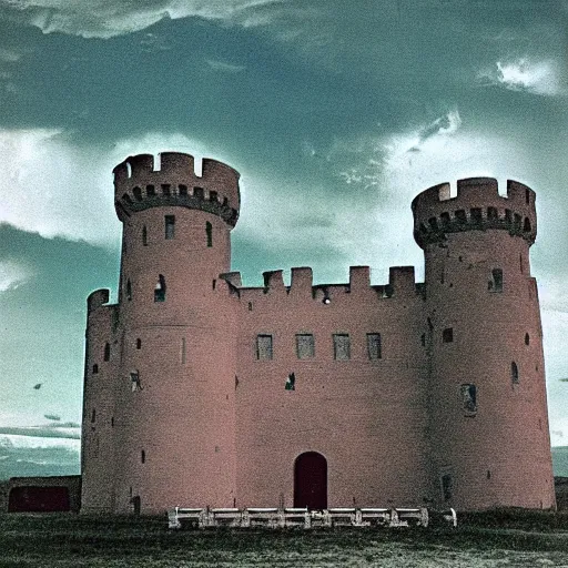 Prompt: A beautiful digital art of a castle in the clouds. Navajo green by Nan Goldin decorative, ominous