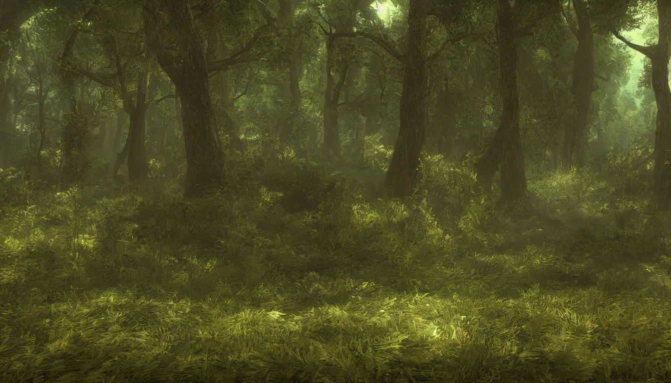 Image similar to a clearing in a forest, VGA graphics, high detail, adventure game