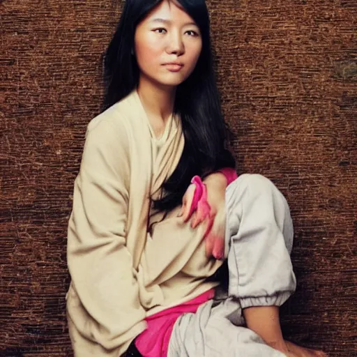 Prompt: a very beautiful photo of a young asian woman in the style of martin schoeller