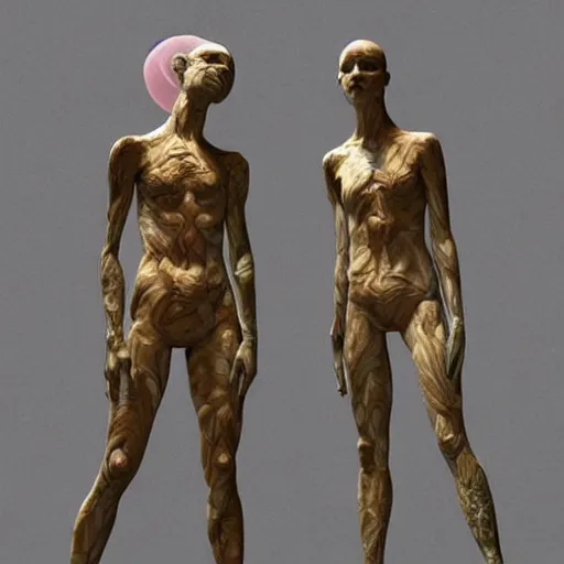 Image similar to dmt bodies. Mesh of human figures intertwined. earthen colors. Realistic marble sculptures.