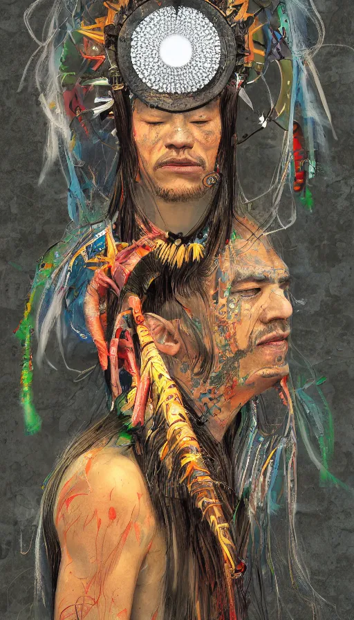 Image similar to portrait of a digital shaman, by qian xuan