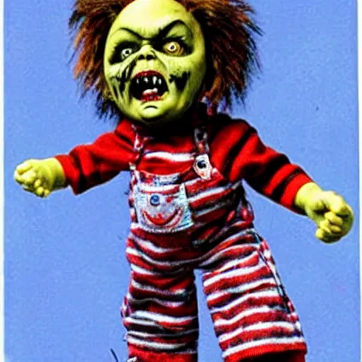 Image similar to screaming death chucky doll