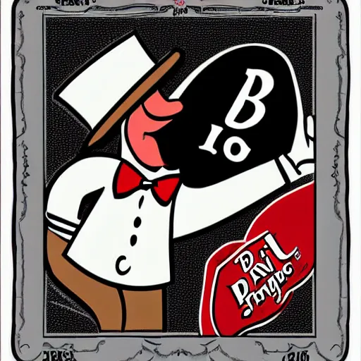 Image similar to the pringle's logo as the monopoly man, caricature, highly detailed, high - res