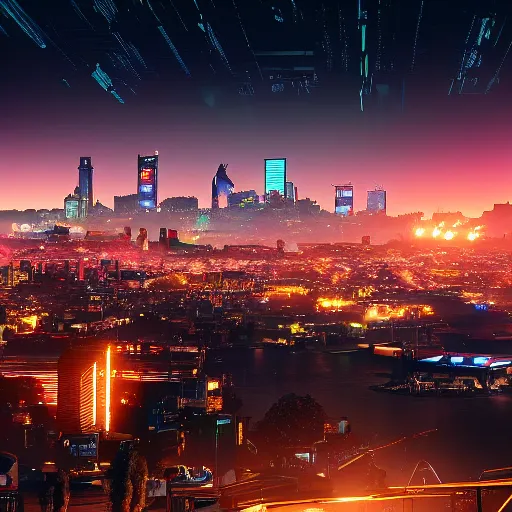 Image similar to christchurch city at night, cyberpunk 2 0 7 7, stars bright in the night sky,