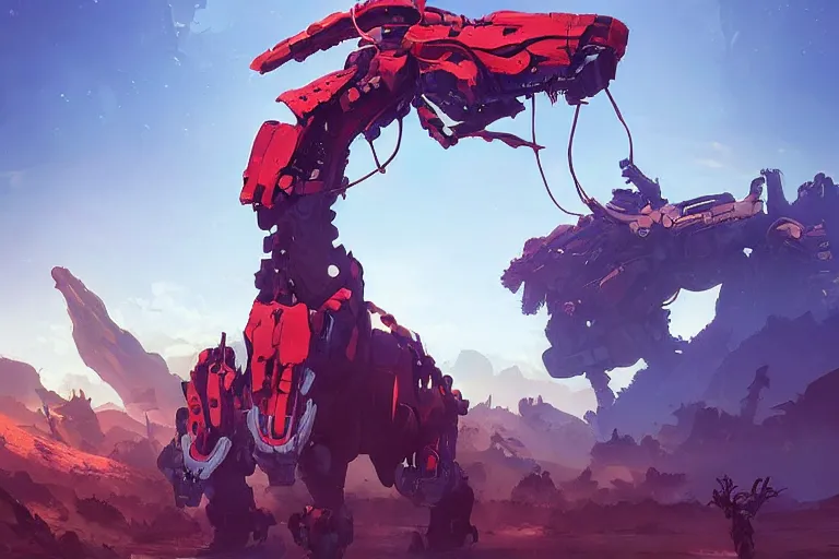 Image similar to fireclaw machine mecha animal beast robot of horizon forbidden west horizon zero dawn bioluminiscence, behance hd by jesper ejsing, by rhads, makoto shinkai and lois van baarle, ilya kuvshinov, rossdraws global illumination