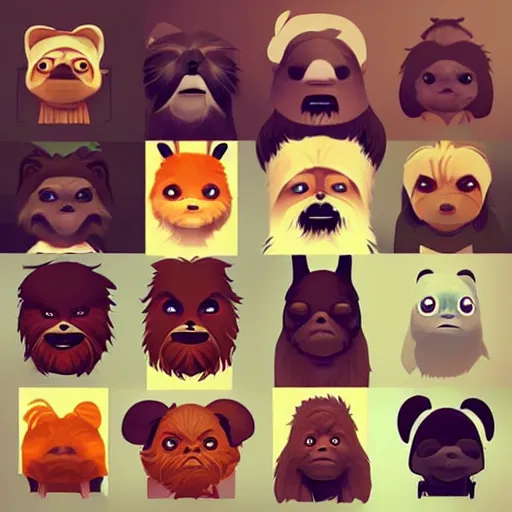 Image similar to face icon stylized minimalist ewoks, loftis, cory behance hd by jesper ejsing, by rhads, makoto shinkai and lois van baarle, ilya kuvshinov, rossdraws global illumination