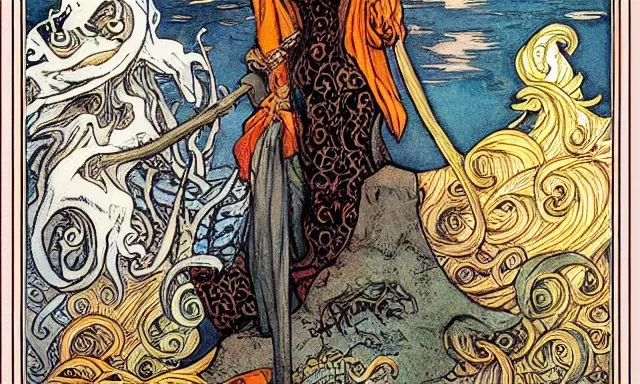 Image similar to floating tarot deck, by rebecca guay