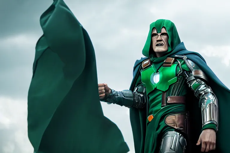 Image similar to modern MCU style Doctor Doom, marvel cinematic multiverse, ultra realistic, 4K, movie still, UHD, sharp, cinematic