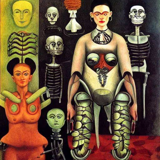 Image similar to cyborgs by frida kahlo