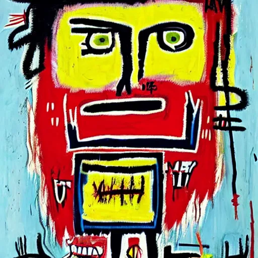 Image similar to crazy mad man screaming, by jean - michel basquiat