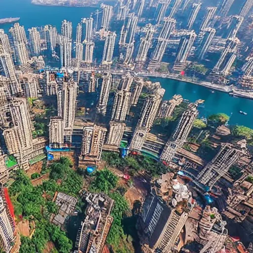 Image similar to an aerial 4 k cinematic shot of south mumbai