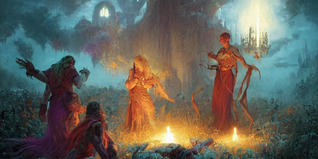 Image similar to Necromancer unleashes ultimate spell by Marc Simonetti and Delphin Enjolras and Daniel Ridgway Knight