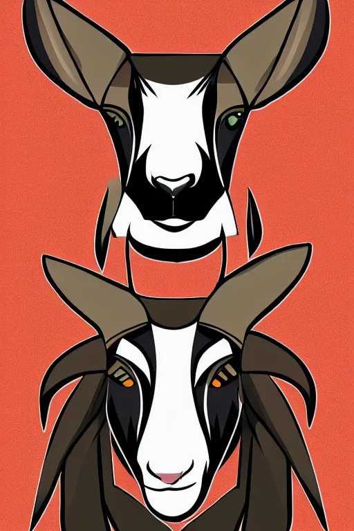 Image similar to Portrait of a savage goat, anime, sticker, colorful, illustration, highly detailed, simple, smooth and clean vector curves, no jagged lines, vector art, smooth