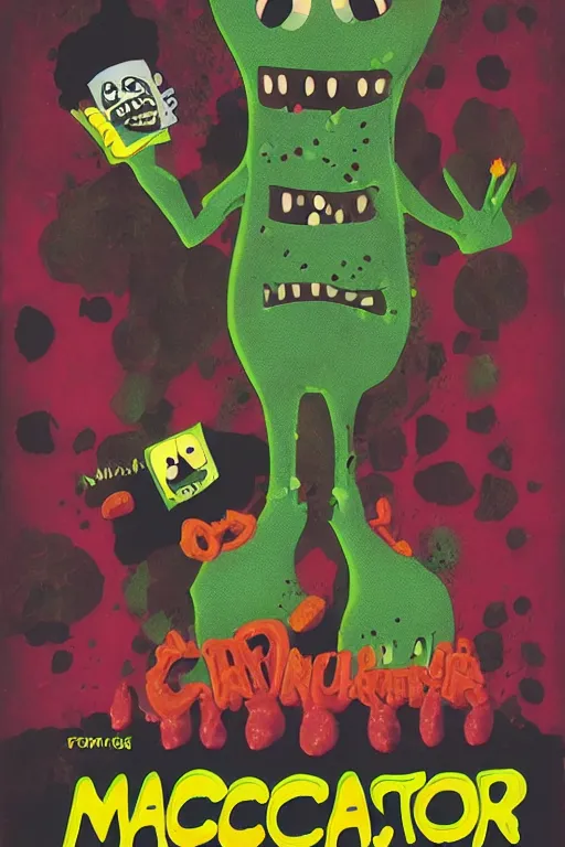 Prompt: macaron monster 1 9 8 0 horror movie poster