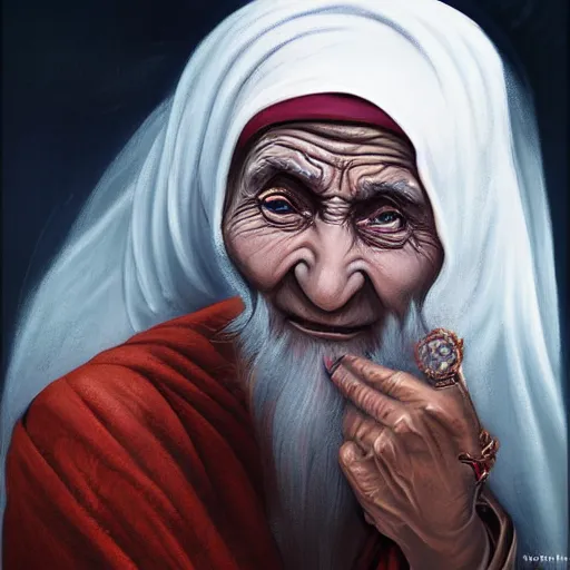 Image similar to баба ванга matte portrait painting of the mystic baba vanga