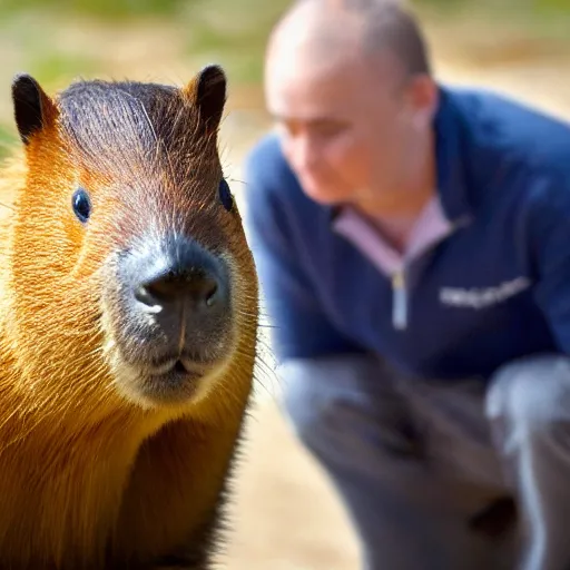 Image similar to a capybara in mars talking to the world governor