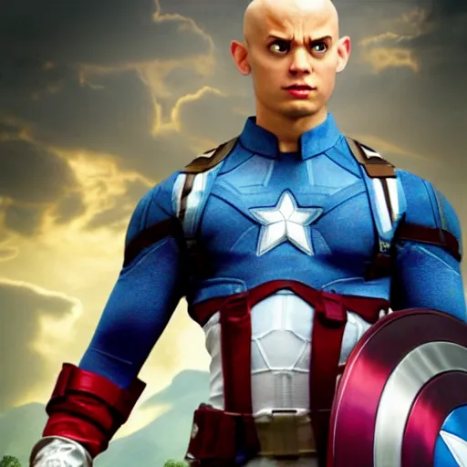 Prompt: avatar aang as captain America