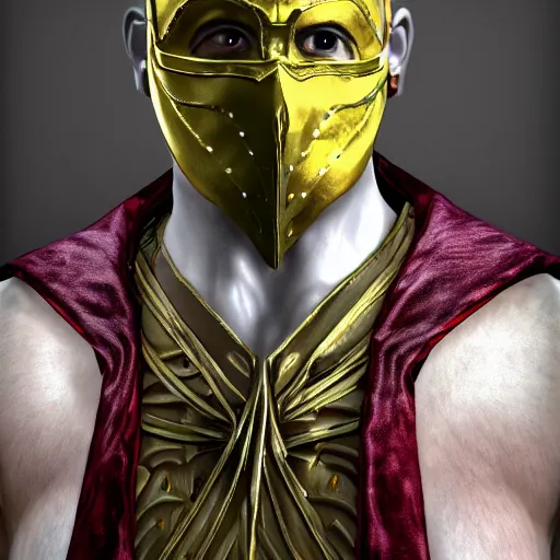 Prompt: Goro from Mortal Kombat dressed up as the King of England, portrait, 8k