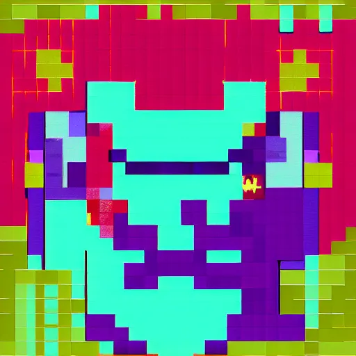 Prompt: pixel art humanoid robot cat, in the style of celeste and and hyper light drifter