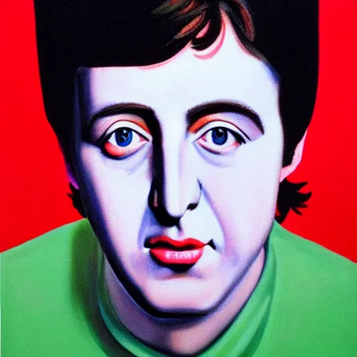 Image similar to painting of a young paul mccartney by rene magritte, hd, 4 k, detailed, award winning