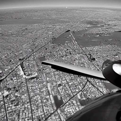 Image similar to infrared camera view from bomber, flying over manhattan military