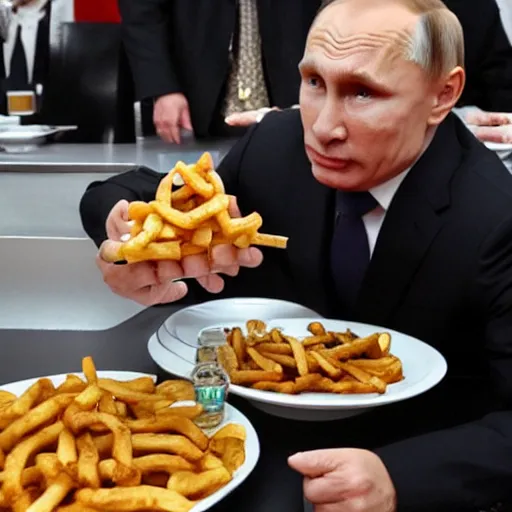 Image similar to Vladamir Putin eating some poutine