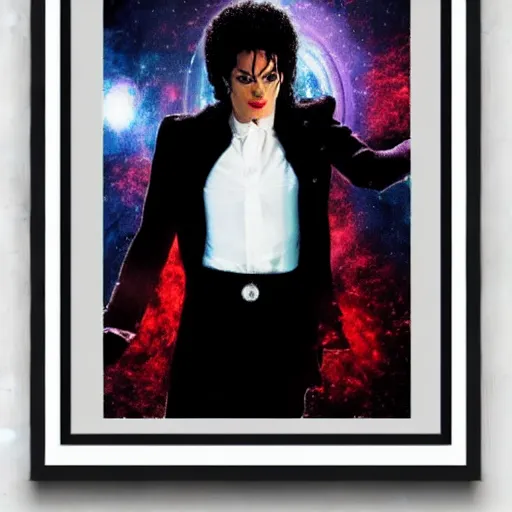 Image similar to a full body photograph of michael jackson as'doctor who ', time vortex in the background, detailed face, symmetrical face, extreme realism and detail, 8 k, completely framed, direct lighting, 3 5 mm photo, photorealistic, sharp focus