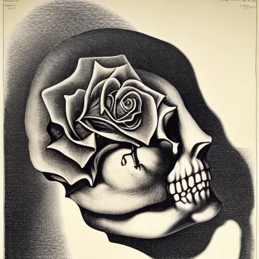 Image similar to surreal rose head anatomical atlas dissection center cut, lithography on paper conceptual figurative ( post - morden ) monumental dynamic soft shadow portrait drawn by hogarth and escher, inspired by goya, illusion surreal art, highly conceptual figurative art, intricate detailed illustration, controversial poster art, polish poster art, geometrical drawings, no blur