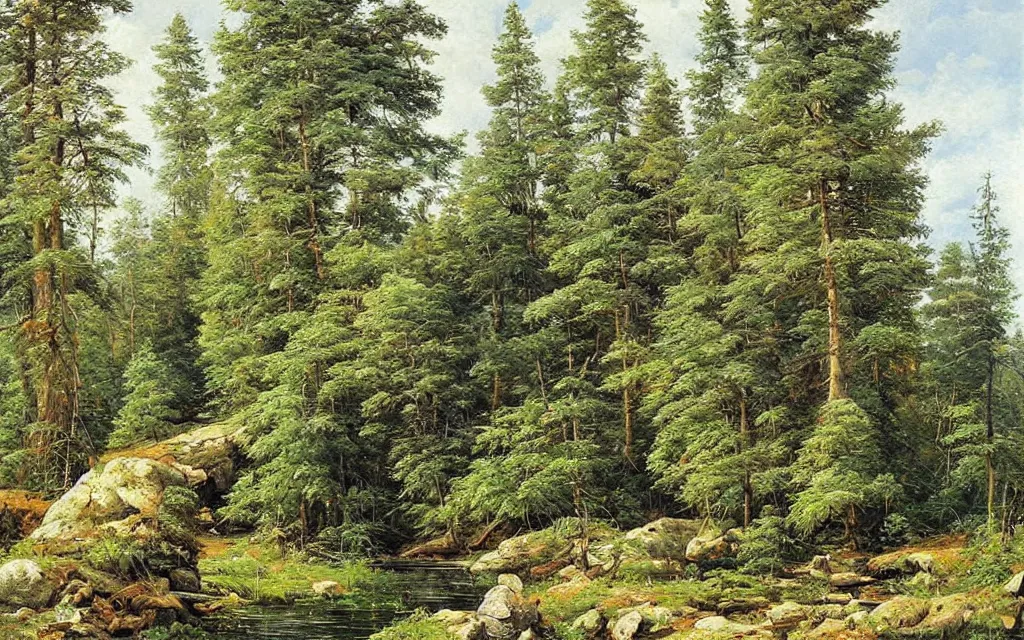 Image similar to a beautiful painting representative of the art style of ivan shishkin