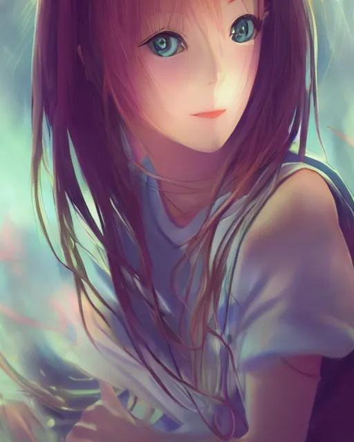 Prompt: anime illustration of a woman entranced, portrait, bewitched, mesmerized, hypnotized, dramatic lighting, concept art, sharp focus, colorful, photorealistic