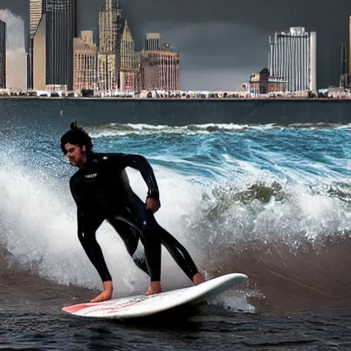 Prompt: gotham city surfing collective