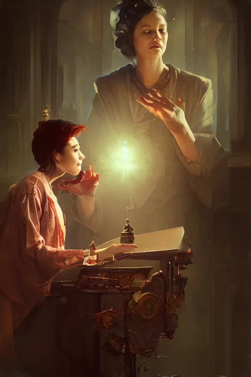 Prompt: prognosticator, oil painting, sunlit, paint texture, digital painting, highly detailed, artstation, sharp focus, illustration, concept art, ruan jia, charlie bowater, tom bagshaw, norman rockwell