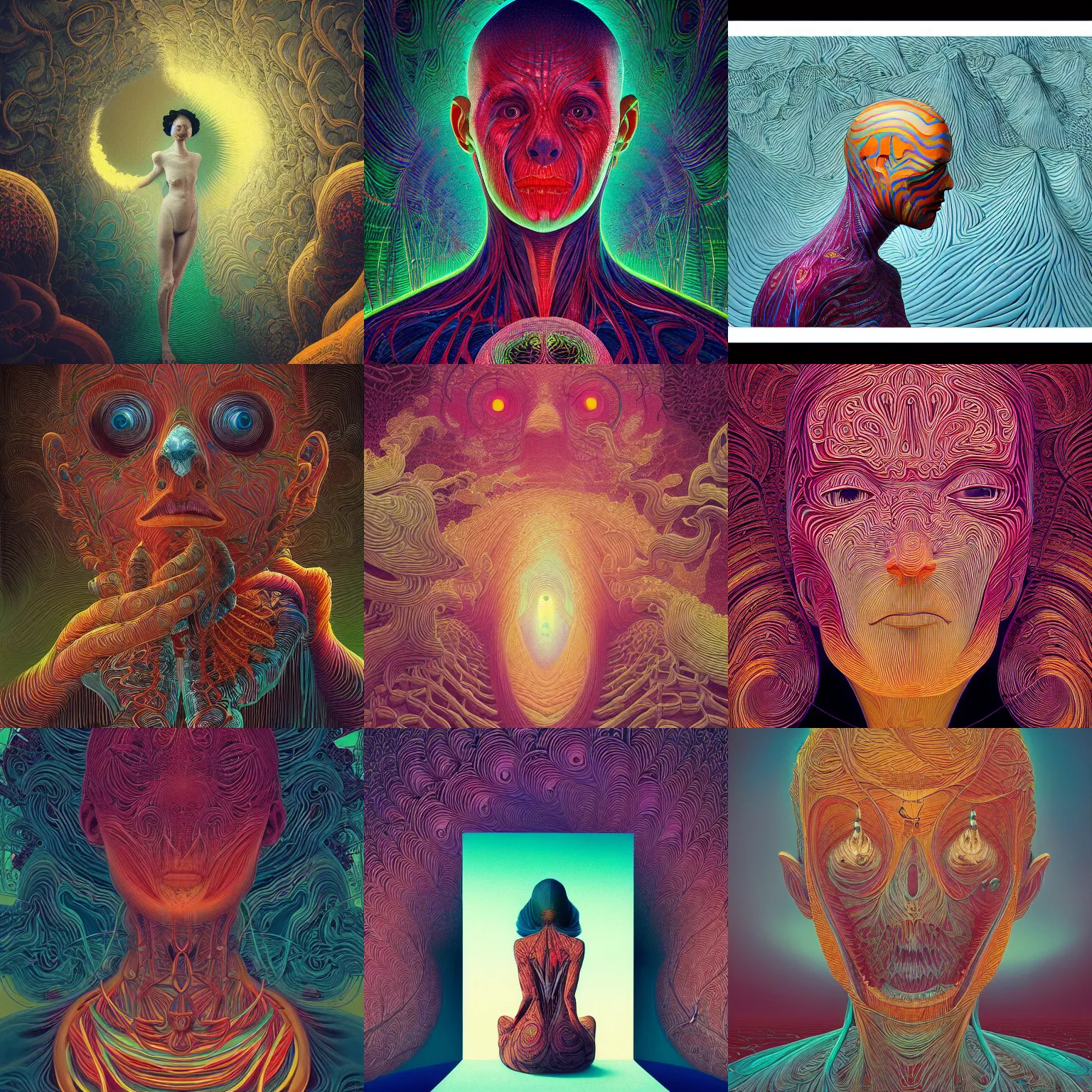 Image similar to kodak portra, 8 k, prana, anatomy, studio light, fine art portrait photography, victo ngai, fashion photography, kilian eng, camille vivier, moebius, digital art, masterpiece, fractal pattern background, alex grey, fantastically beautiful, beksinski, dan mumford, simon stalenhag, artstation