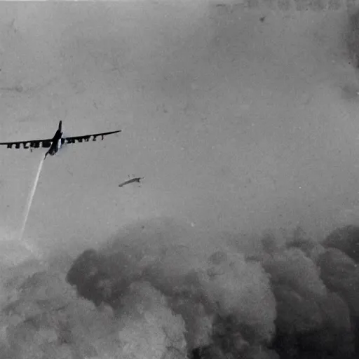 Image similar to highly detailed photograph of a plane being shot out of the sky in ww2