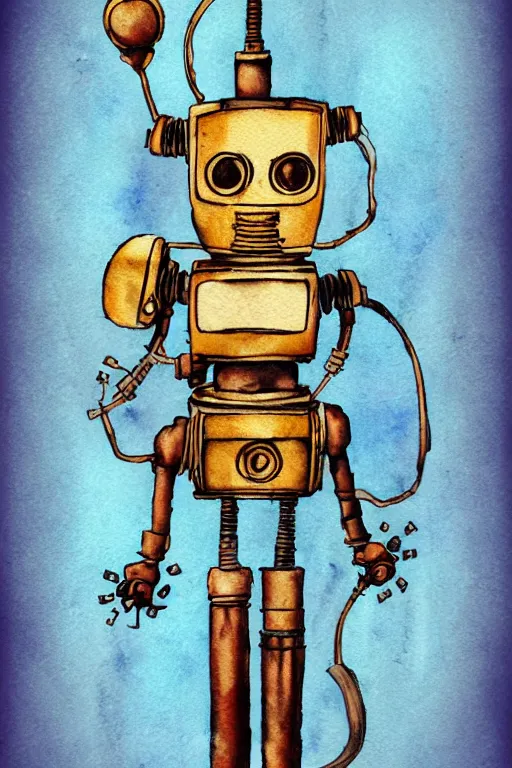 Image similar to rosie the robot steampunk style watercolor matte