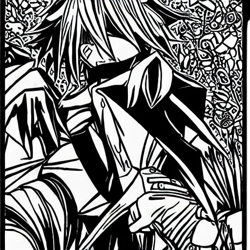 Seto Kaiba coloring book page, black and white Stable Diffusion OpenArt