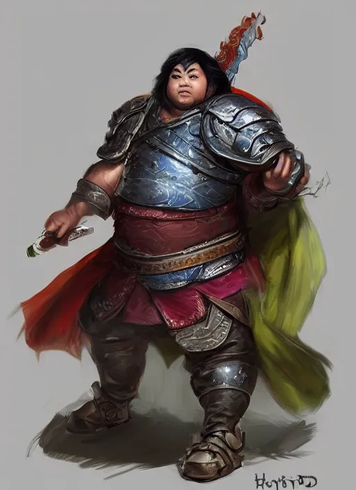 Prompt: slightly chubby asian man with medium black parted hair, dndbeyond, bright, colourful, realistic, dnd character portrait, full body, pathfinder, pinterest, art by ralph horsley, dnd, rpg, lotr game design fanart by concept art, behance hd, artstation, deviantart, hdr render in unreal engine 5