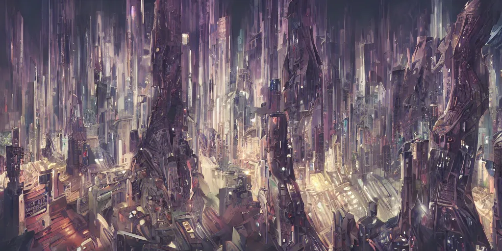 Prompt: abstract futuristic city scenes like no other.