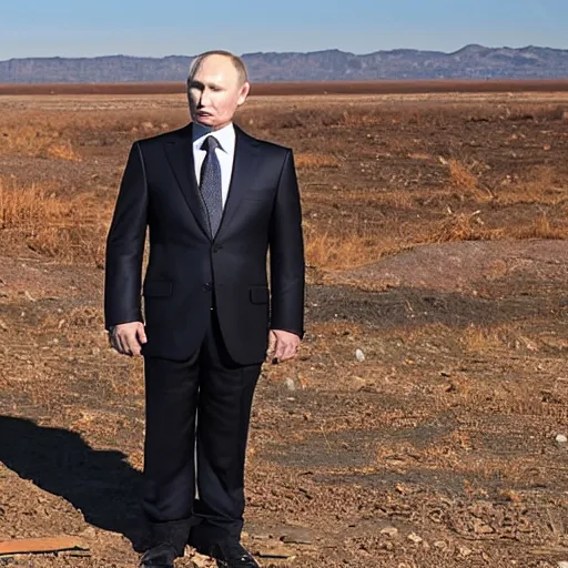 Image similar to putin standing next to nuclear explosion